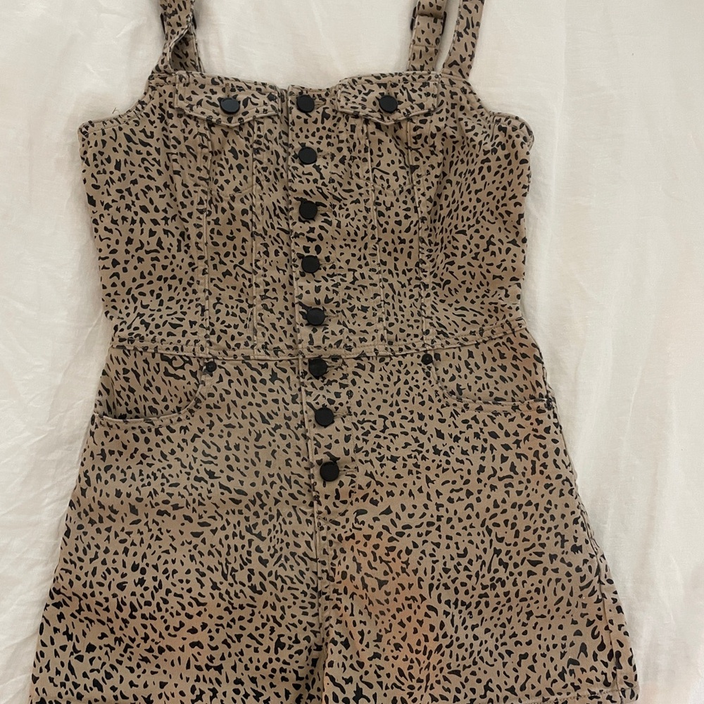 Leopard Print Button-Down Romper